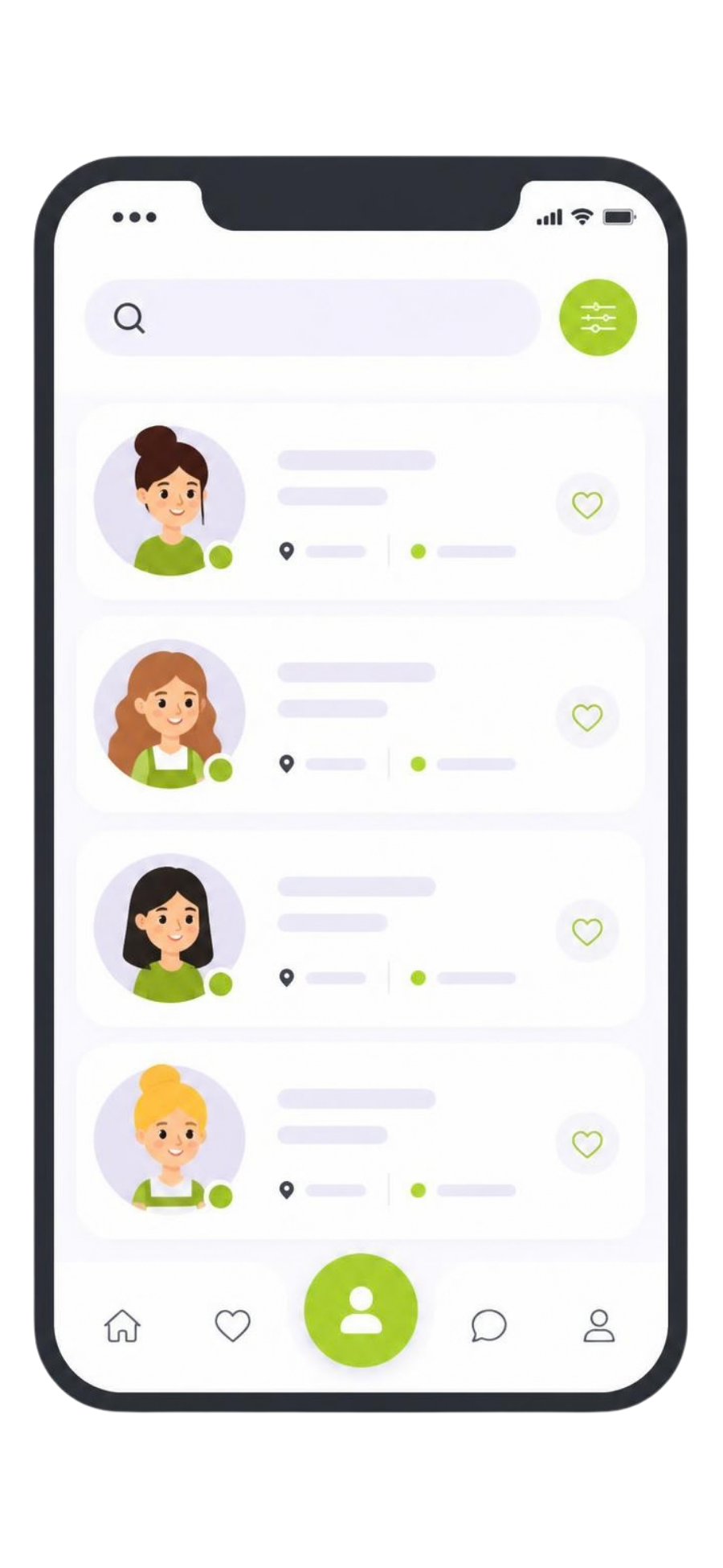 Schermata di ricerca babysitter nell'app Bitsitter